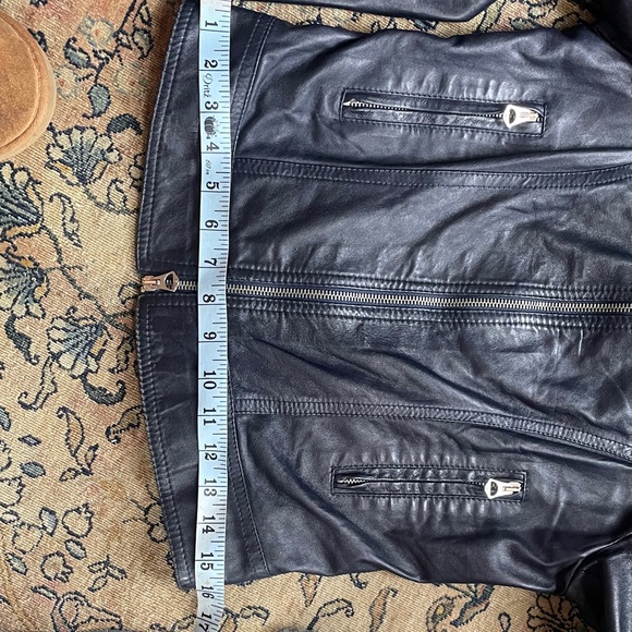 Vera Pelle Women’s Navy blue Leather Moto Jacket with Zip Pockets, size 36/38/42 - Picture 6 of 9